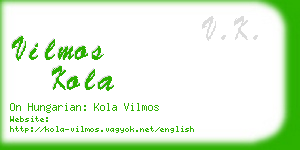 vilmos kola business card